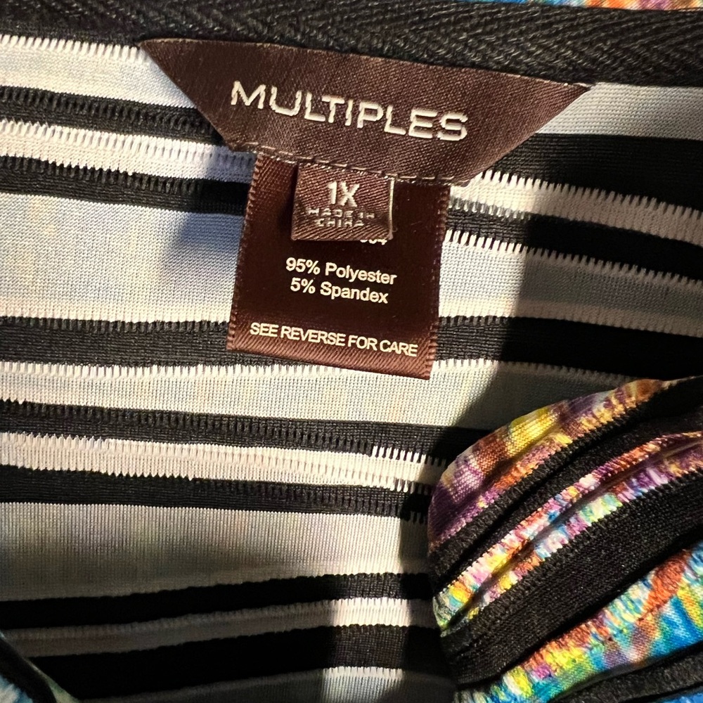 Multiples Vibrant Striped Artsy Long Sleeve State… - image 6